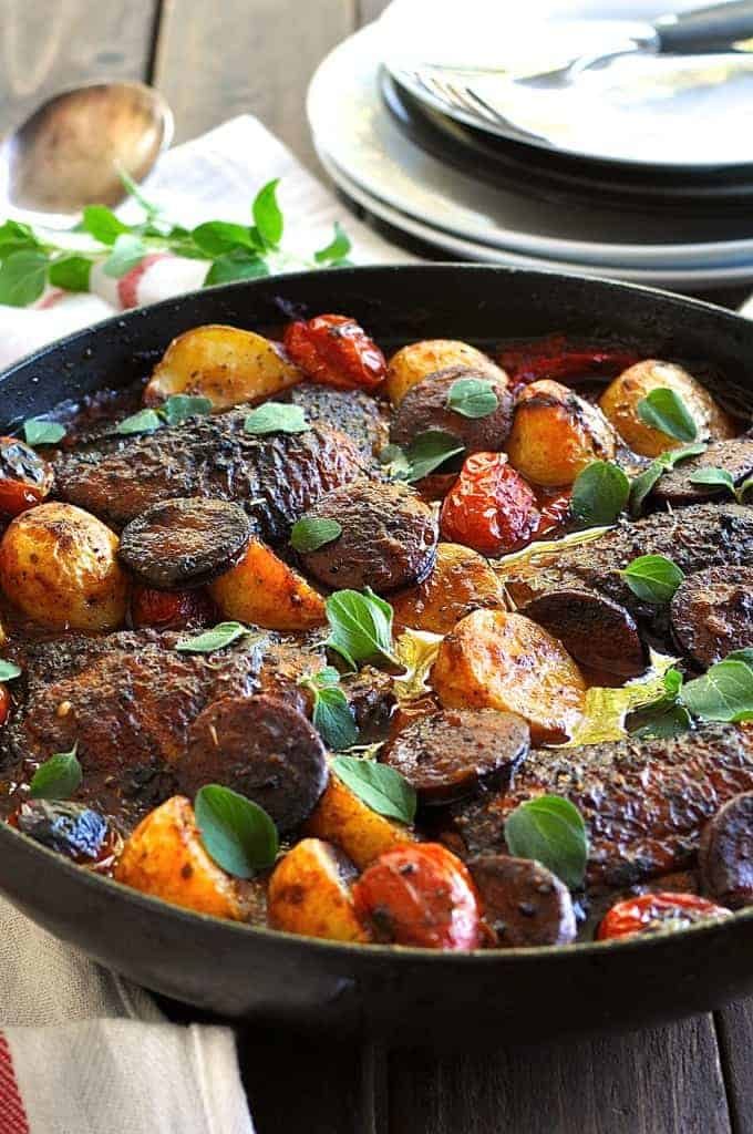 A pan of Spanish Chicken and Chorizo