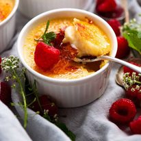 Spoon scooping up Creme Brûlée
