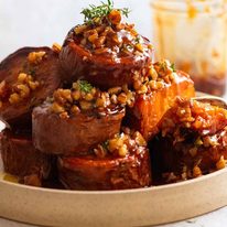 Fondant Sweet Potatoes with Maple Butter on a plate
