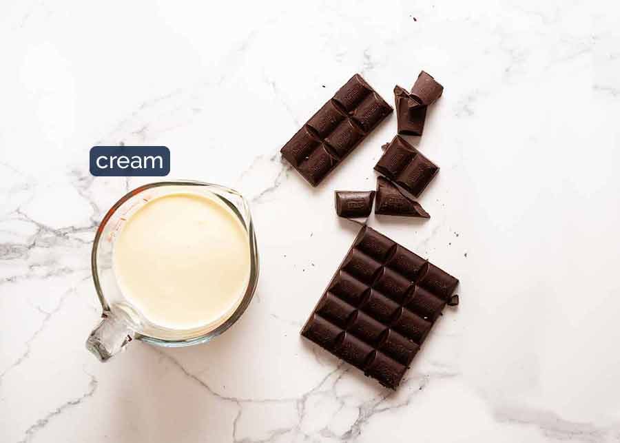 Ingredients in Chocolate Ganache - chocolate and cream