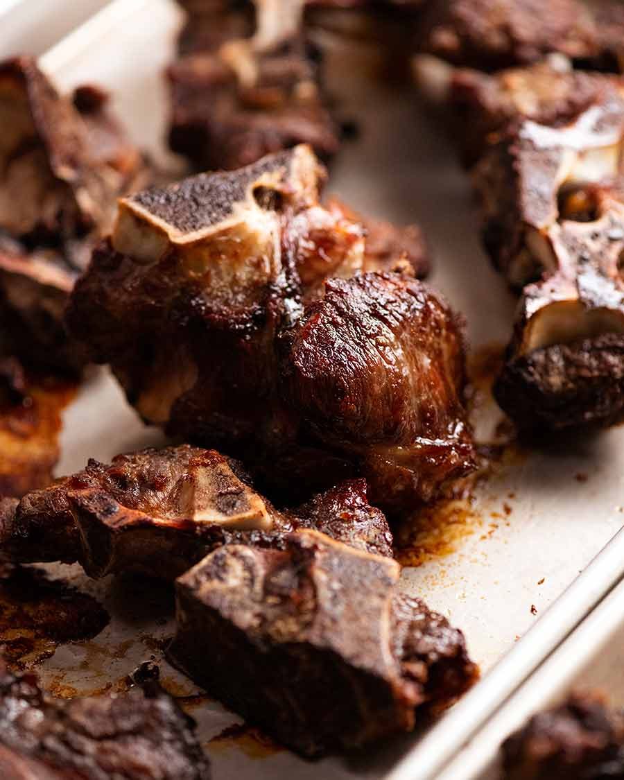 Beef stock bones roasted for beef stock