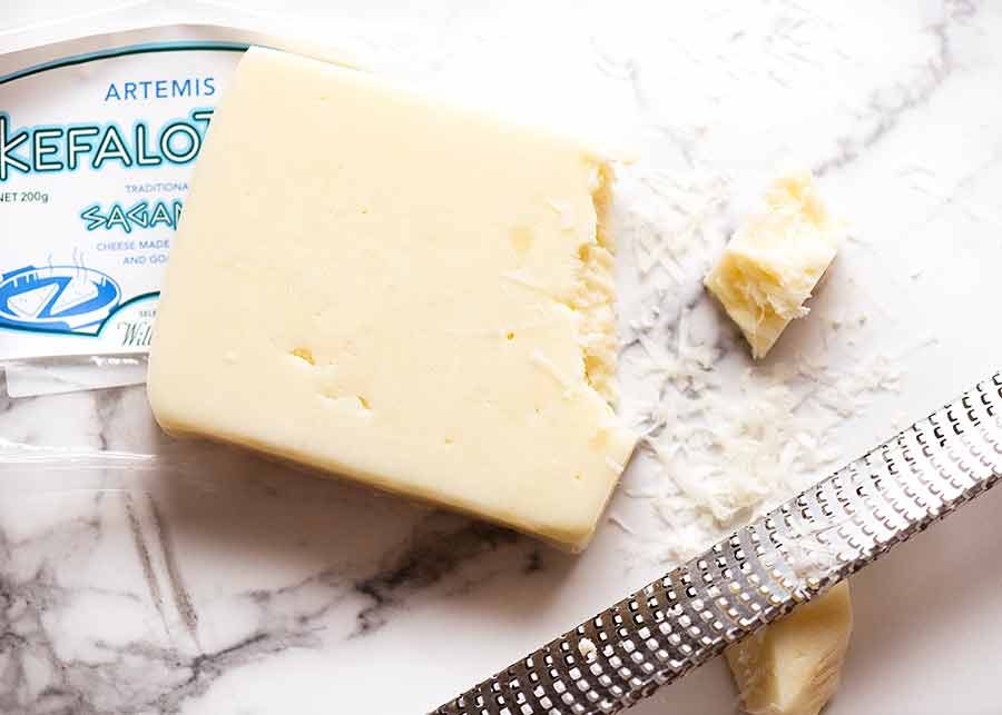 Kefalotyri Greek Cheese finely shredded ready to put on Pastitsio