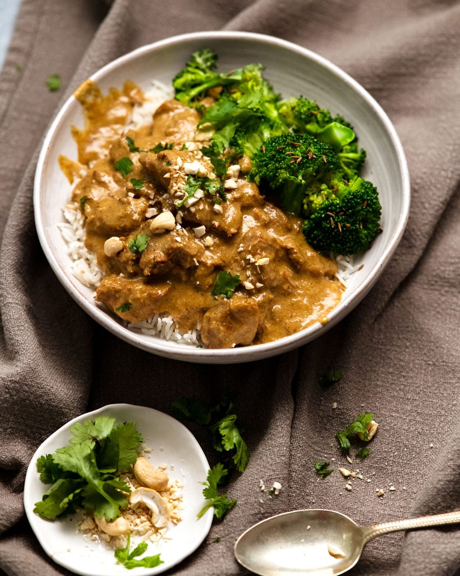 Lamb Korma Curry with basmati rice ready to eat