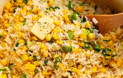 Pot of Hot Buttered Corn Rice