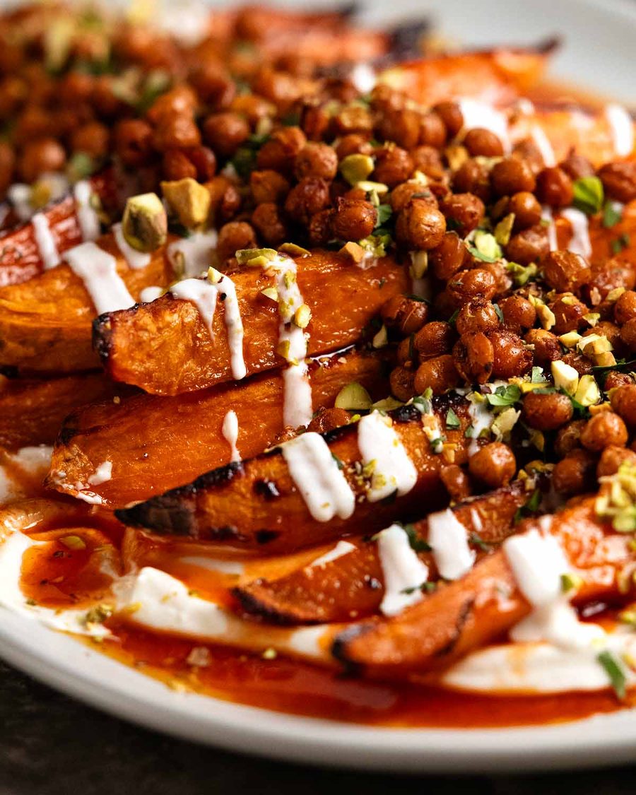 Maple sweet potato salad with whipped tahini