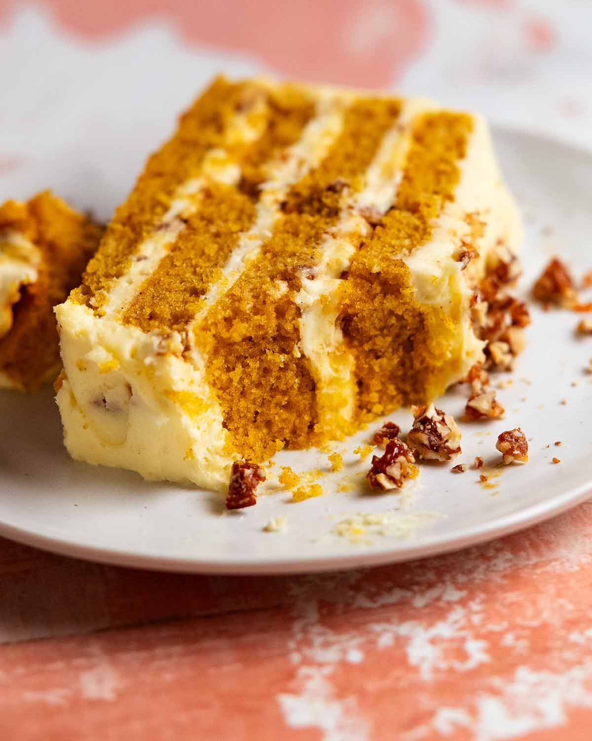 Toffee Pecan Cream Cheese Pumpkin Layer Cake